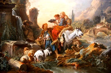 Rast am Brunnen in der Alten Pinakothek